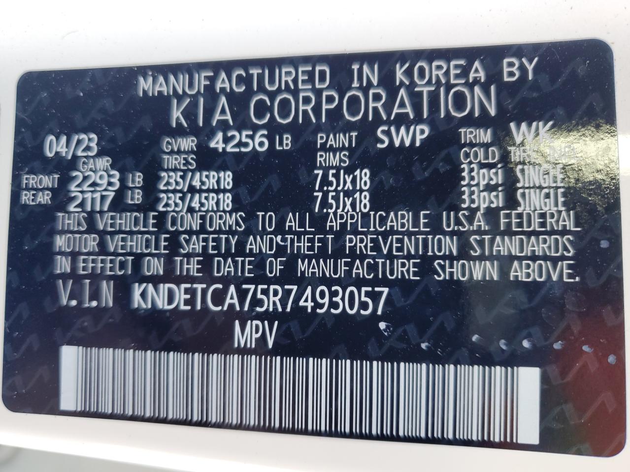 2024 KIA SELTOS SX VIN:KNDETCA75R7493057