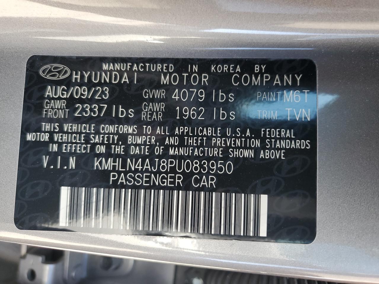 2023 HYUNDAI ELANTRA LIMITED VIN:KMHLN4AJ8PU083950