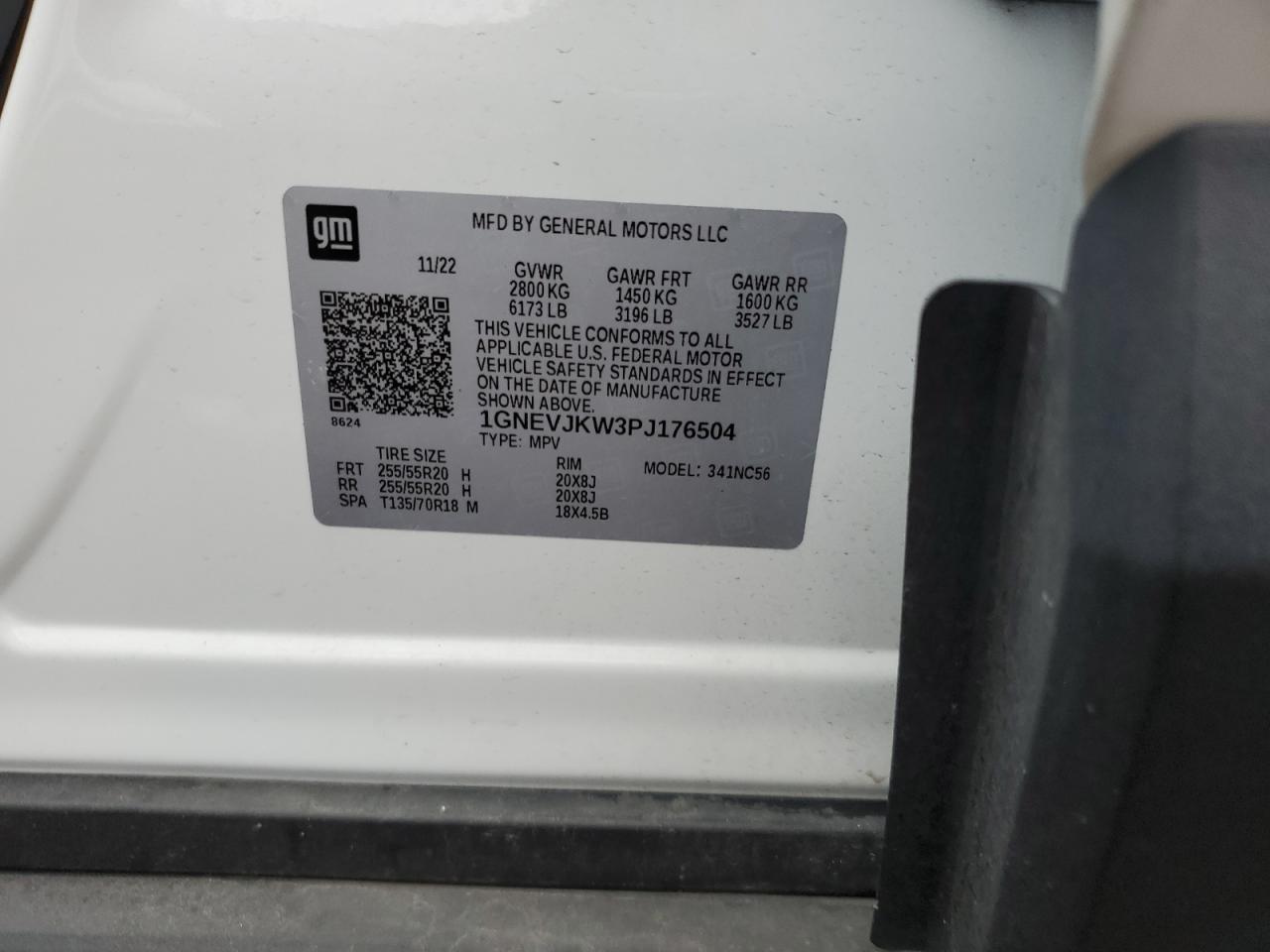 2023 CHEVROLET TRAVERSE RS VIN:1GNEVJKW3PJ176504