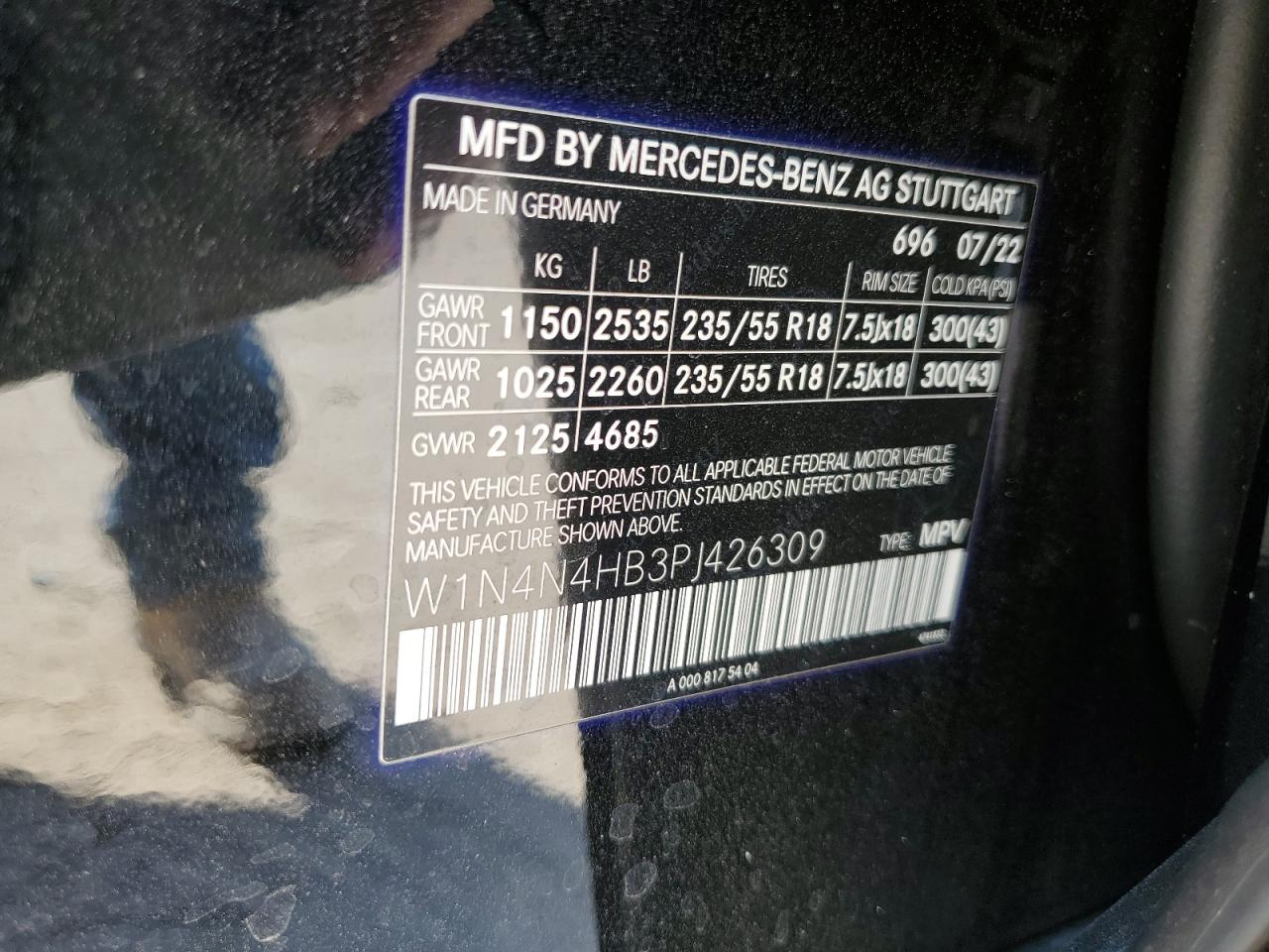 2023 MERCEDES-BENZ GLA 250 4MATIC VIN:W1N4N4HB3PJ426309