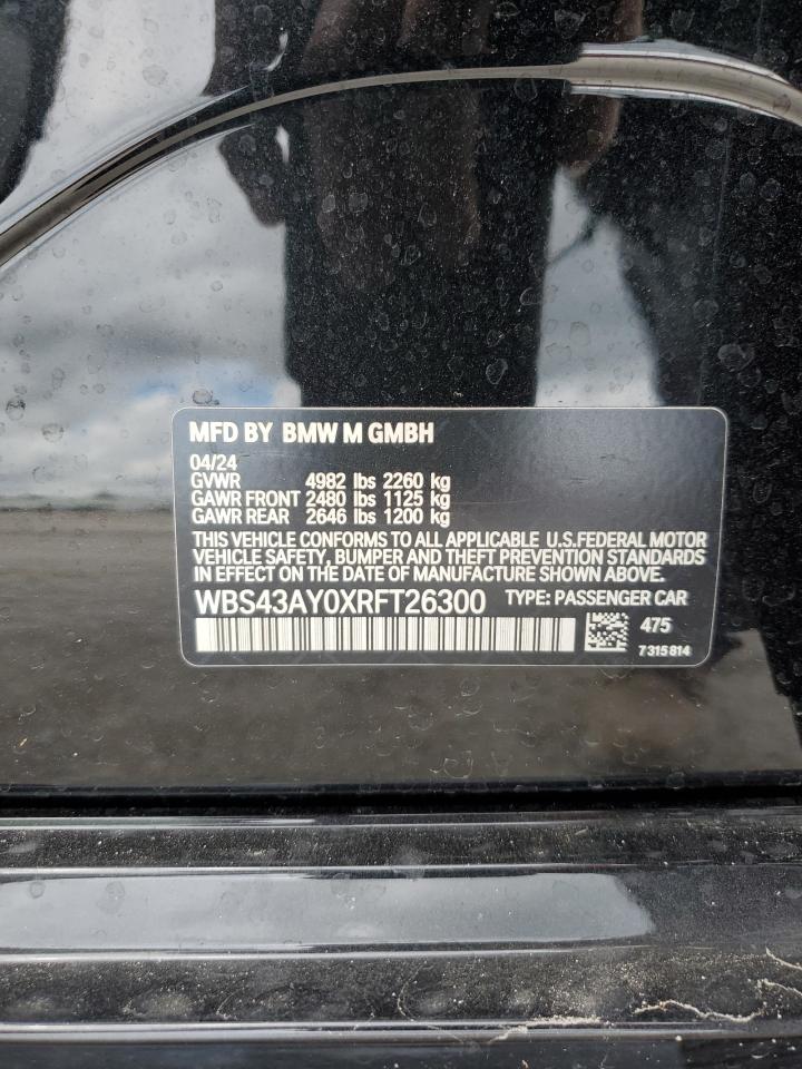 2024 BMW M3 COMPETITION VIN:WBS43AY0XRFT26300