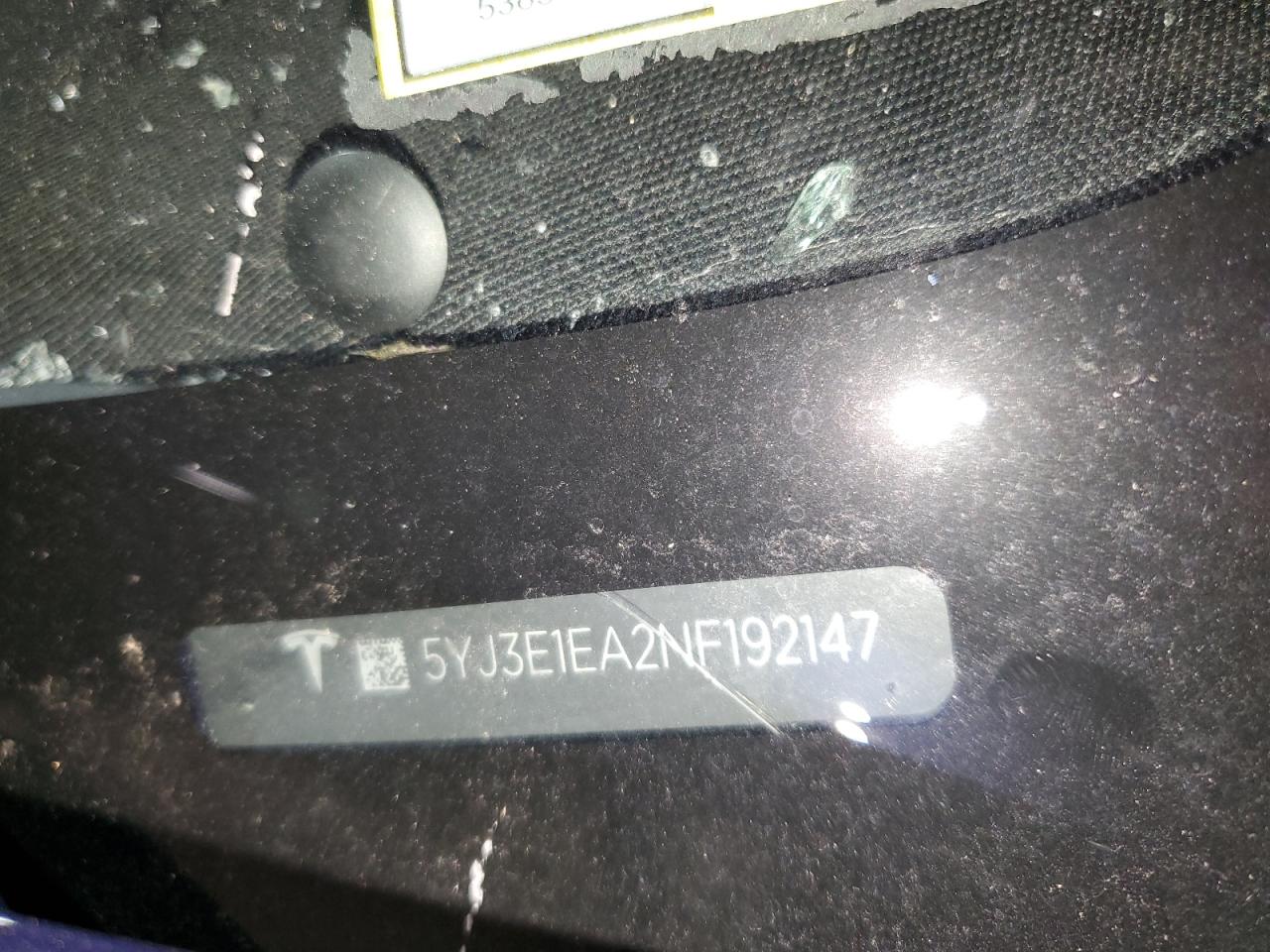 2022 TESLA MODEL 3  VIN:5YJ3E1EA2NF192147