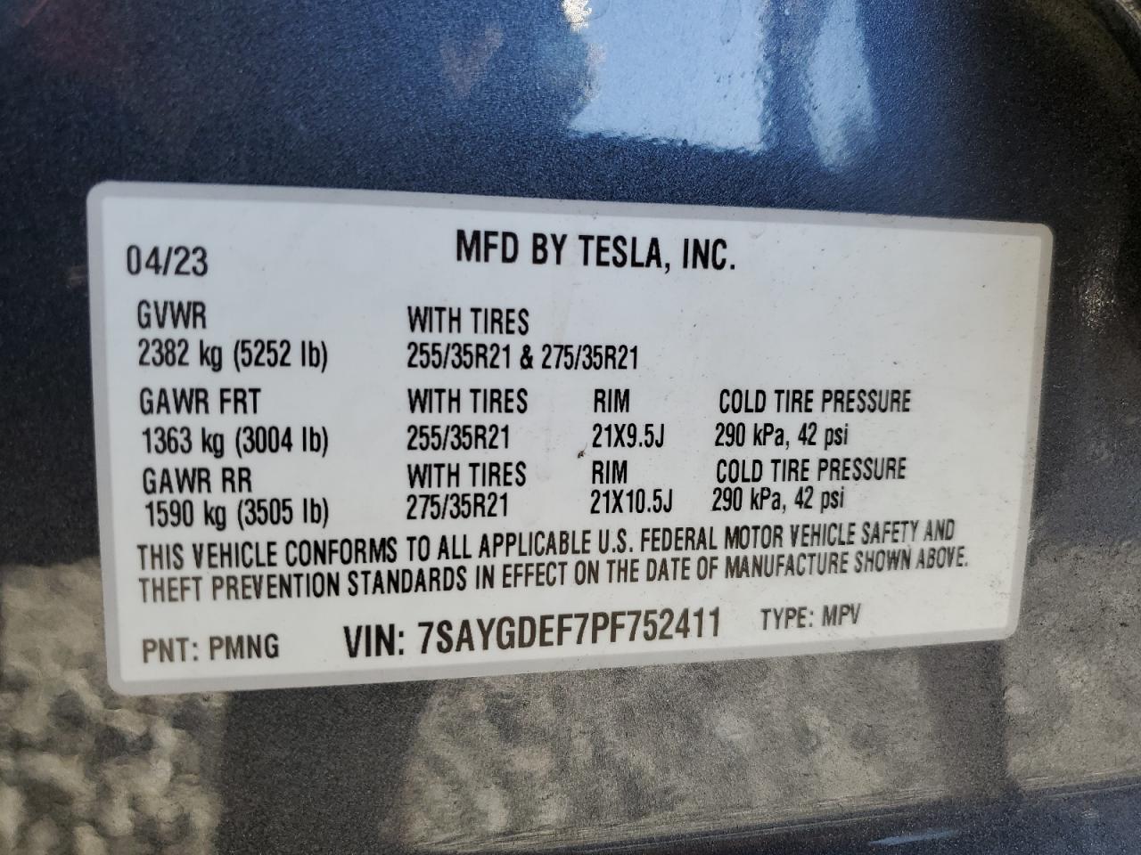 2023 TESLA MODEL Y  VIN:1HGCP3F7XCA004832