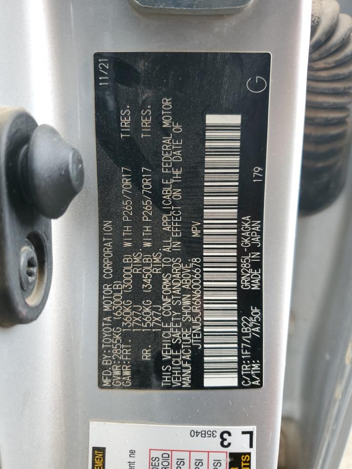 2022 TOYOTA 4RUNNER SR5/SR5 PREMIUM VIN:JTENU5JR6N6006678