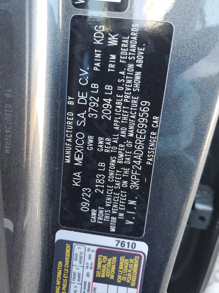 2024 KIA FORTE LX VIN:3KPF24AD6RE699569