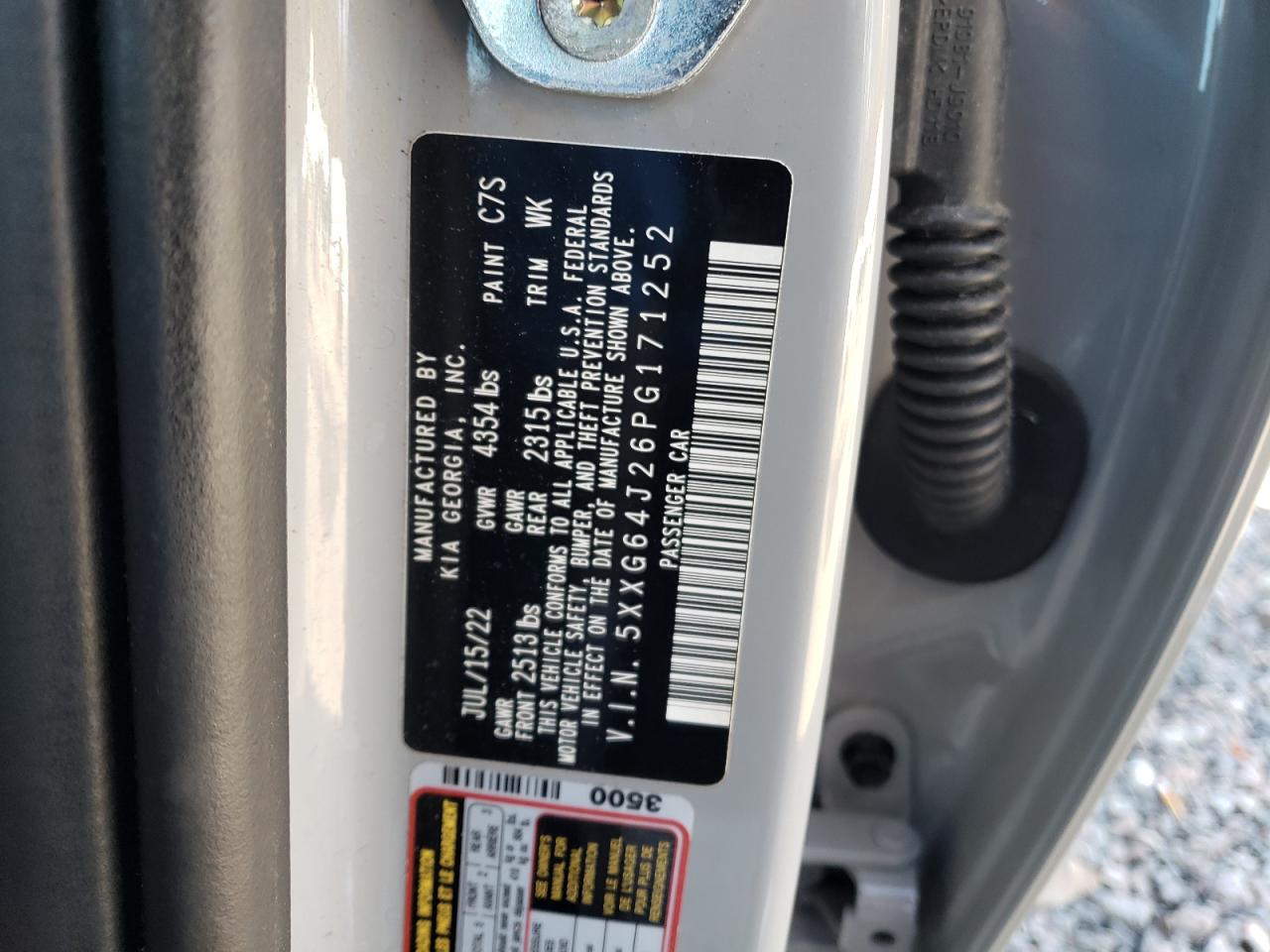 2023 KIA K5 GT LINE VIN:5XXG64J26PG171252