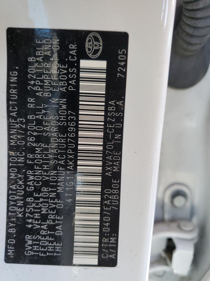 2023 TOYOTA CAMRY SE NIGHT SHADE VIN:4T1G11AKXPU769637