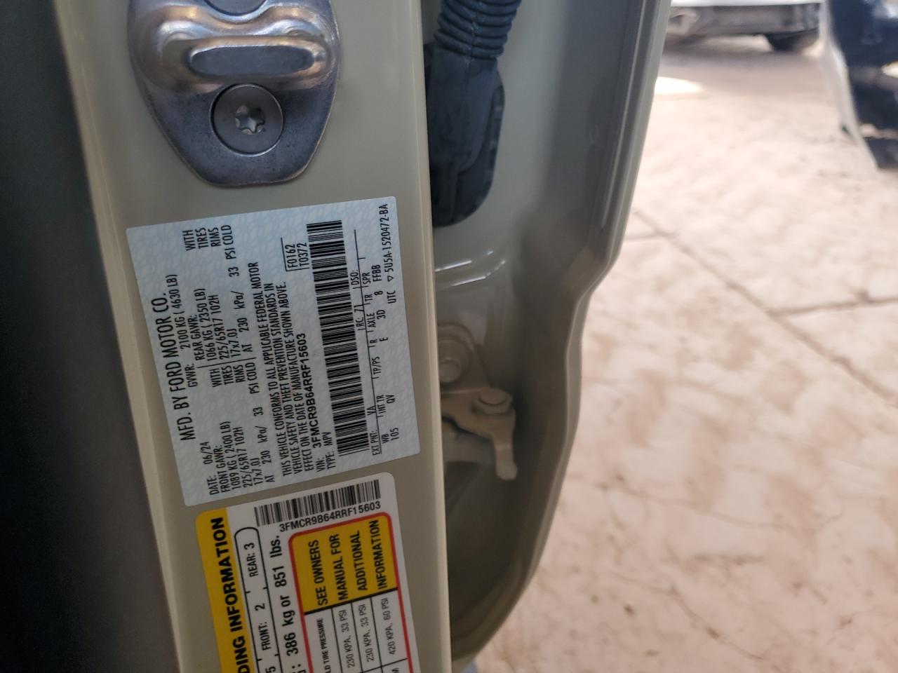 2024 FORD BRONCO SPORT BIG BEND VIN:3FMCR9B64RRF15603