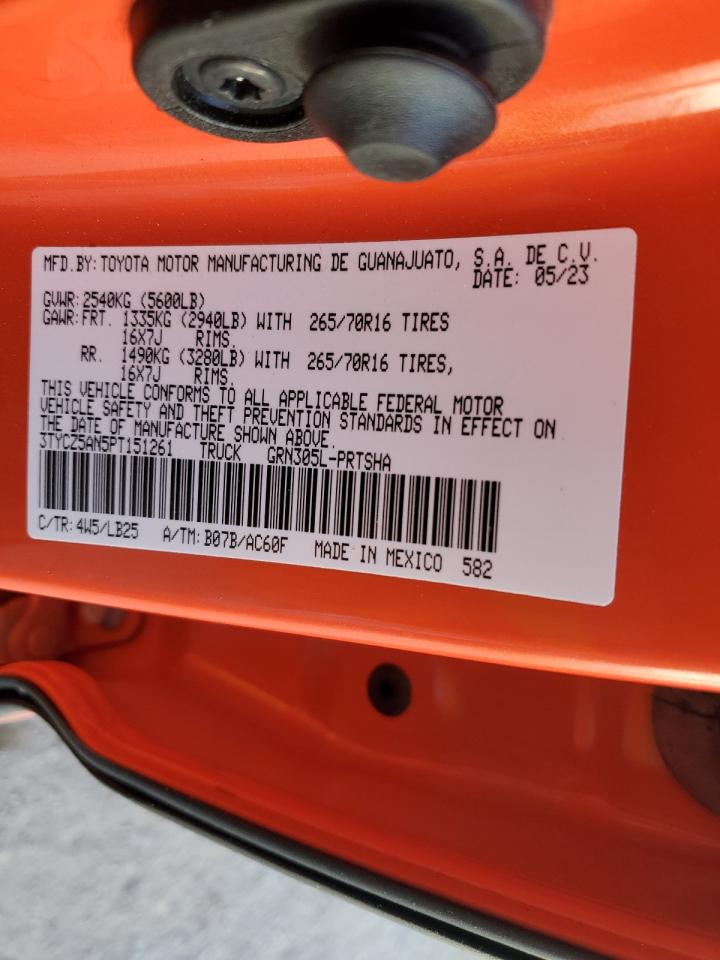 2023 TOYOTA TACOMA DOUBLE CAB VIN:3TYCZ5AN5PT151261