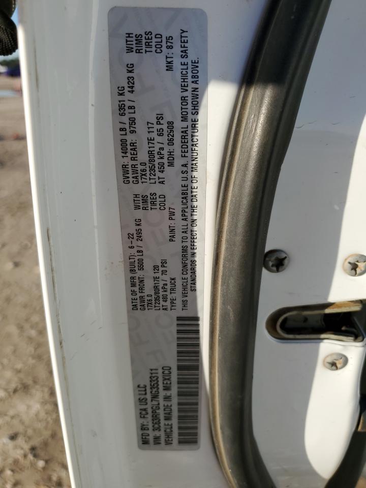 2022 RAM 3500 TRADESMAN VIN:3C63RPGL7NG353311