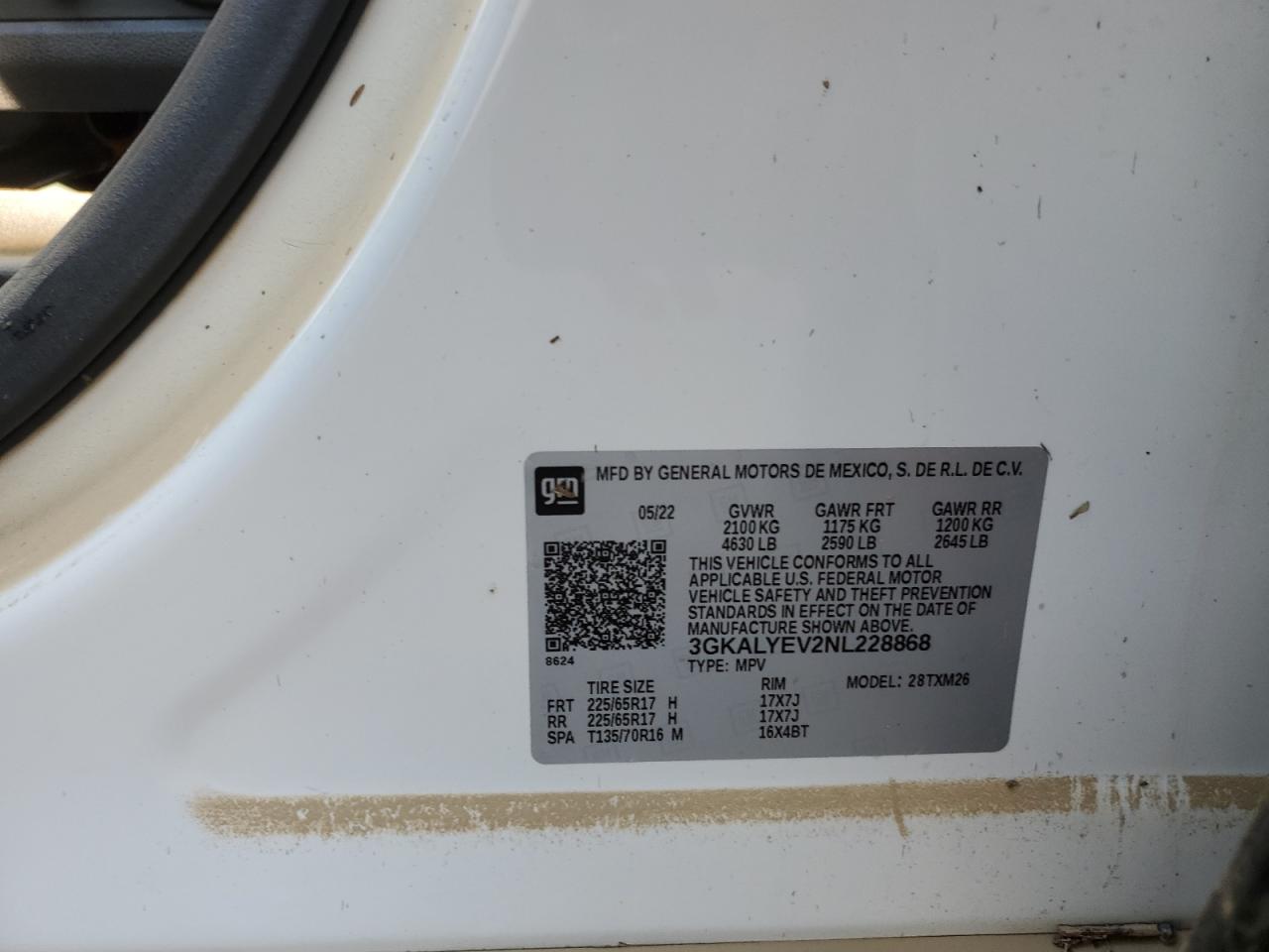 2022 GMC TERRAIN AT4 VIN:3GKALYEV2NL228868