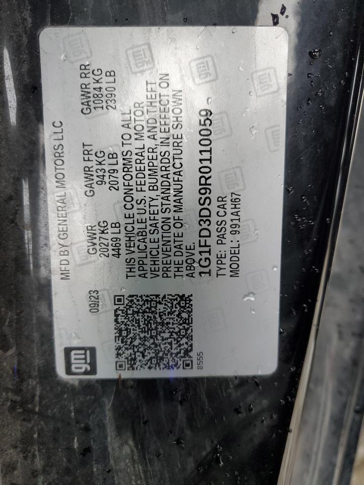 2024 CHEVROLET CAMARO LT VIN:1G1FD3DS9R0110059