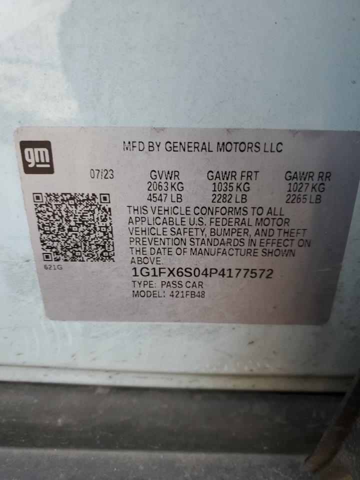 2023 CHEVROLET BOLT EV 2LT VIN:1G1FX6S04P4177572