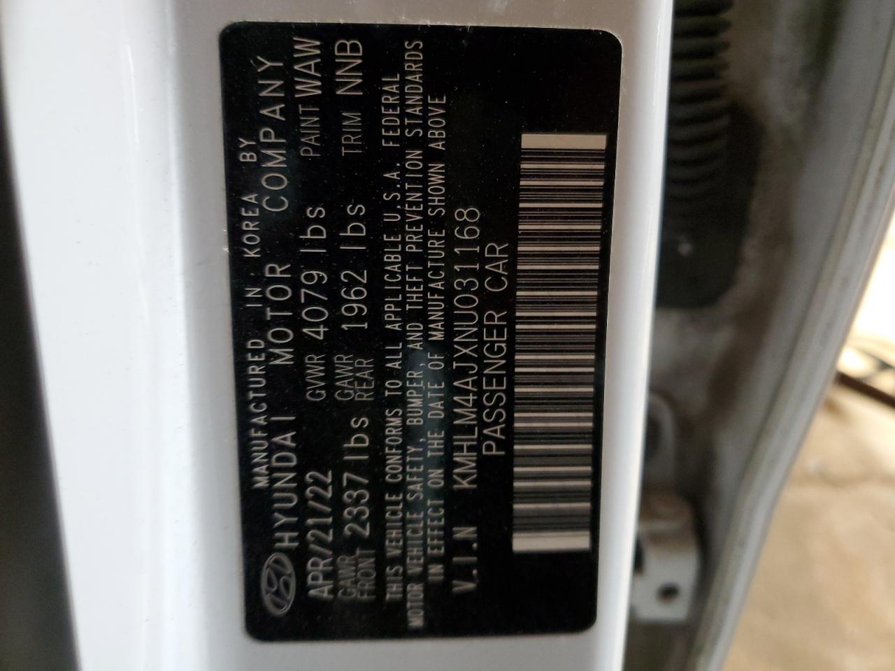 2022 HYUNDAI ELANTRA BLUE VIN:KMHLM4AJXNU031168