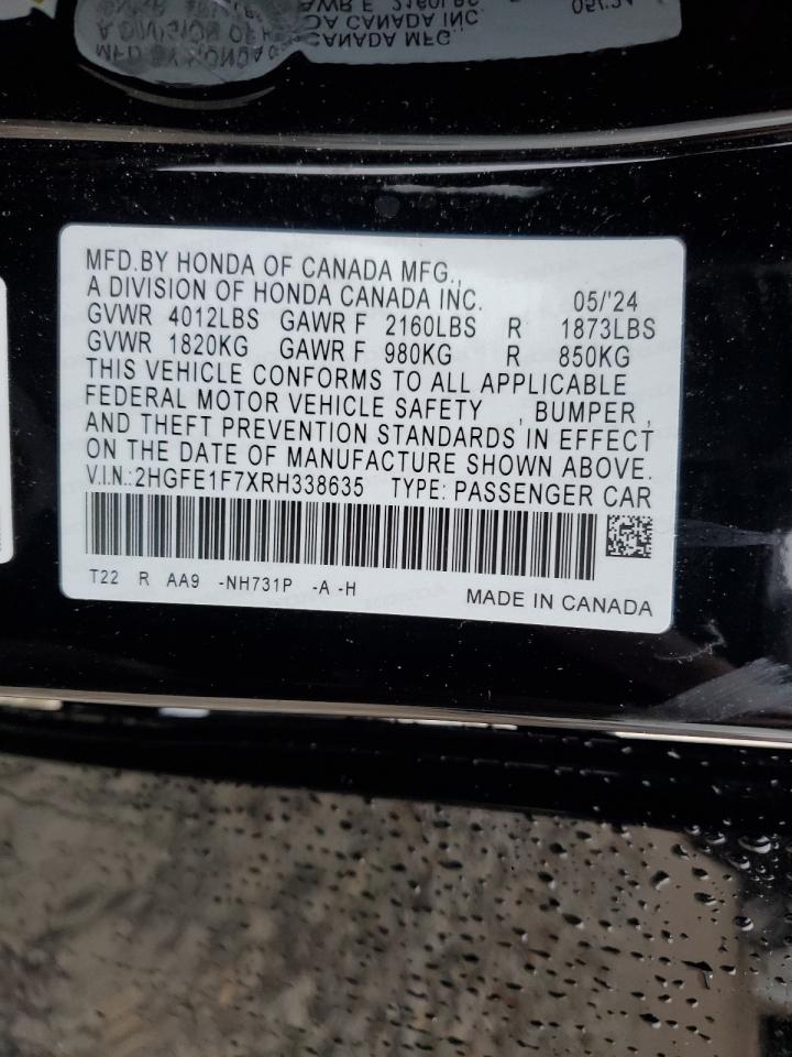 2024 HONDA CIVIC EX VIN:2HGFE1F7XRH338635