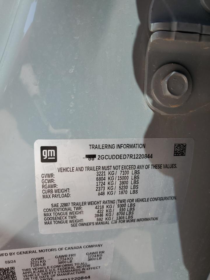 2024 CHEVROLET SILVERADO K1500 LT VIN:2GCUDDED7R1220844