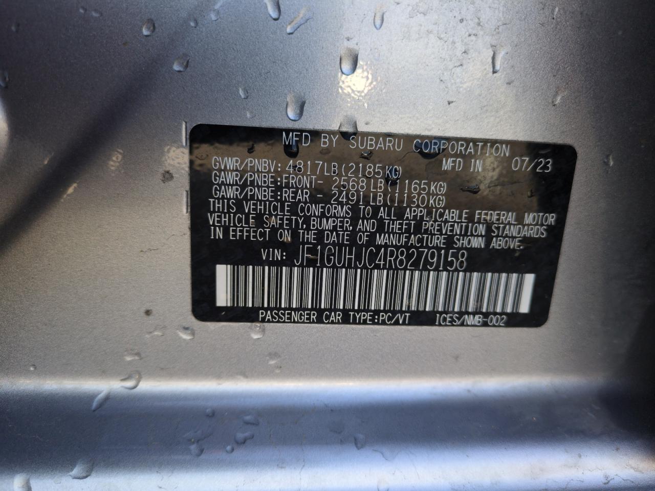 2024 SUBARU IMPREZA RS VIN:JF1GUHJC4R8279158