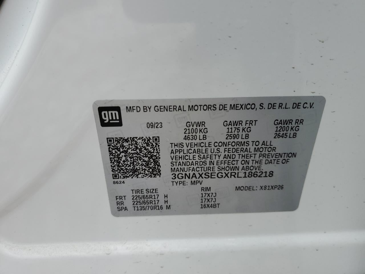 2024 CHEVROLET EQUINOX LS VIN:3GNAXSEGXRL186218