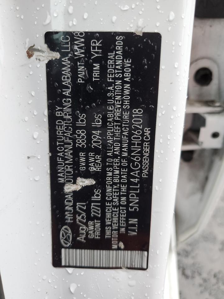 2022 HYUNDAI ELANTRA SE VIN:5NPLL4AG6NH062018