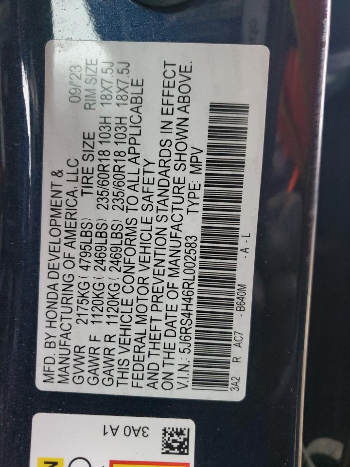 2024 HONDA CR-V EX VIN:5J6RS4H46RL002583