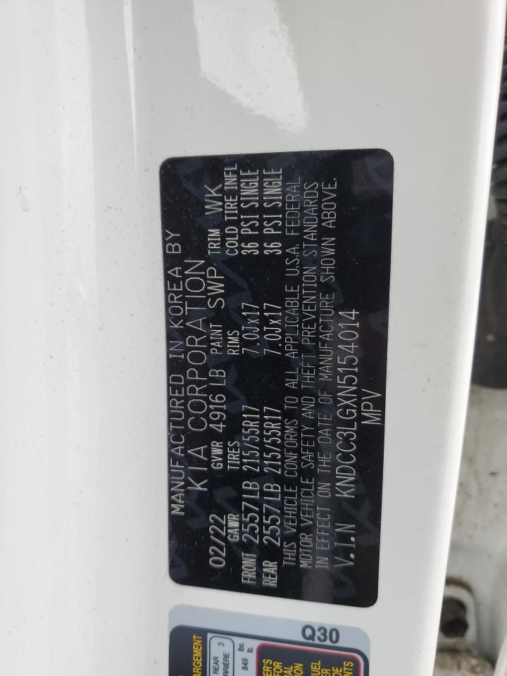 2022 KIA NIRO S VIN:KNDCC3LGXN5154014