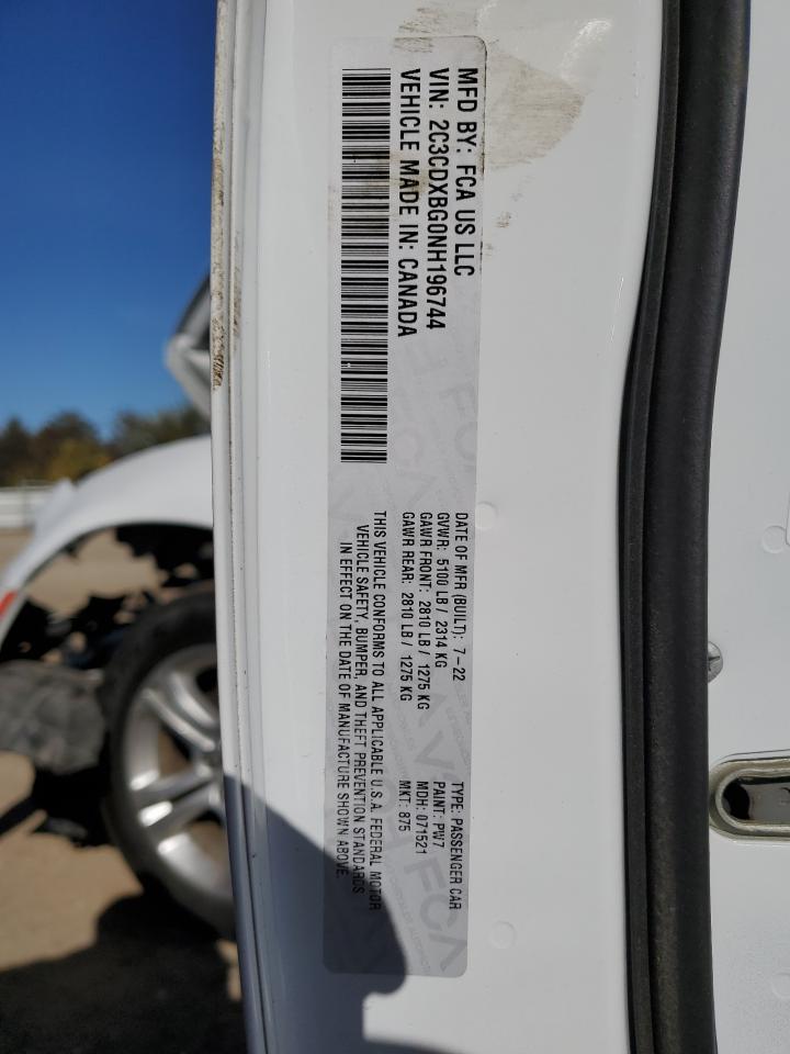 2022 DODGE CHARGER SXT VIN:2C3CDXBG0NH196744