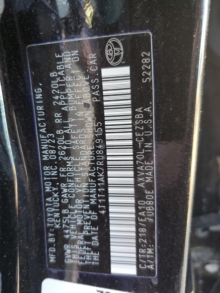 2024 TOYOTA CAMRY SE NIGHT SHADE VIN:4T1T11AK7RU849155