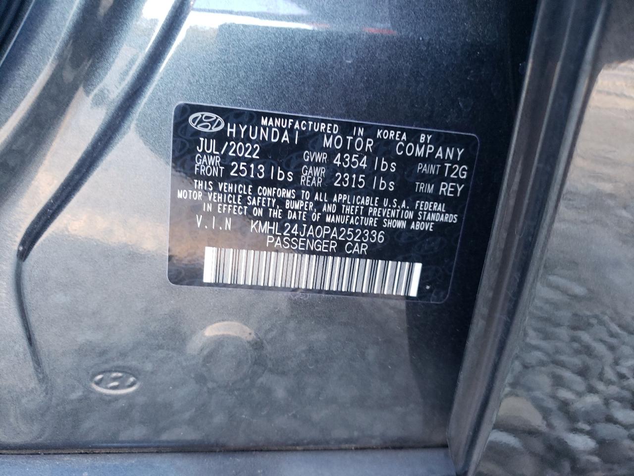 2023 HYUNDAI SONATA SE VIN:KMHL24JA0PA252336