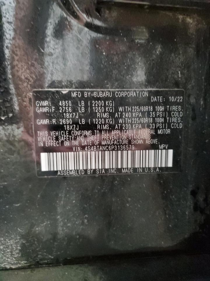 2023 SUBARU OUTBACK LIMITED VIN:4S4BTANC6P3136579