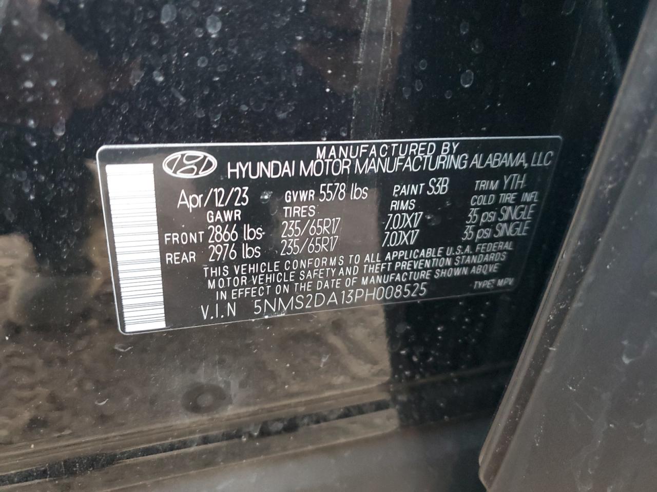 2023 HYUNDAI SANTA FE BLUE VIN:5NMS2DA13PH008525