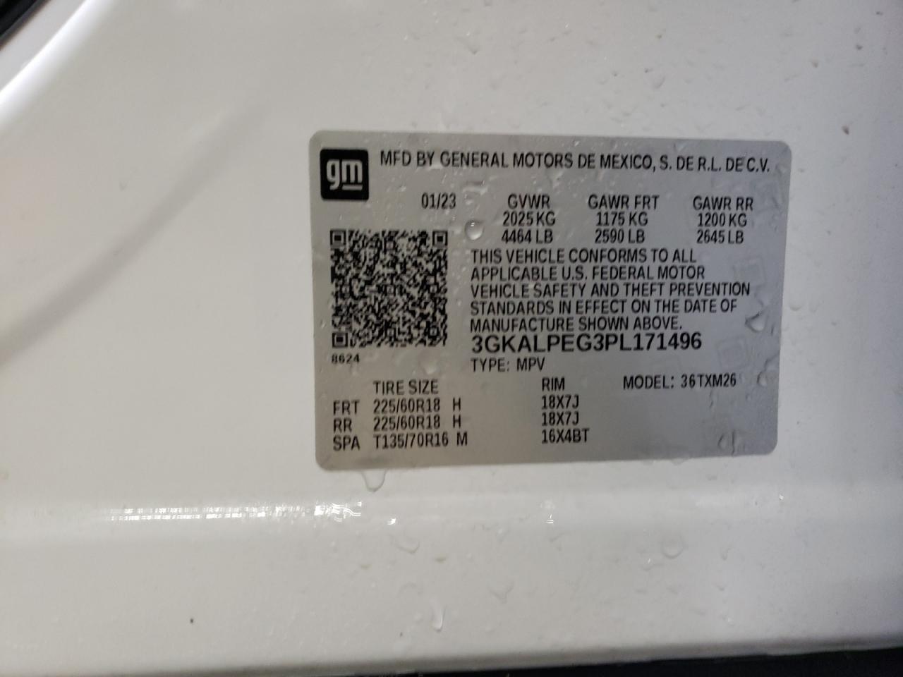 2023 GMC TERRAIN SLT VIN:3GKALPEG3PL171496