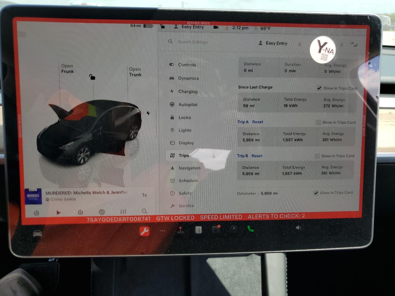 2024 TESLA MODEL Y  VIN:7SAYGDEDXRF008741