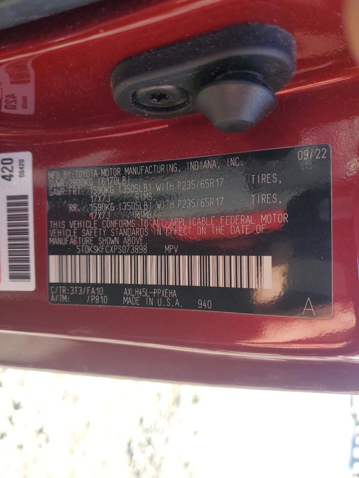 2023 TOYOTA SIENNA LE VIN:5TDKSKFCXPS073898