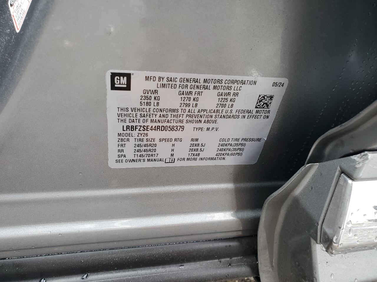 2024 BUICK ENVISION AVENIR VIN:LRBFZSE44RD058379