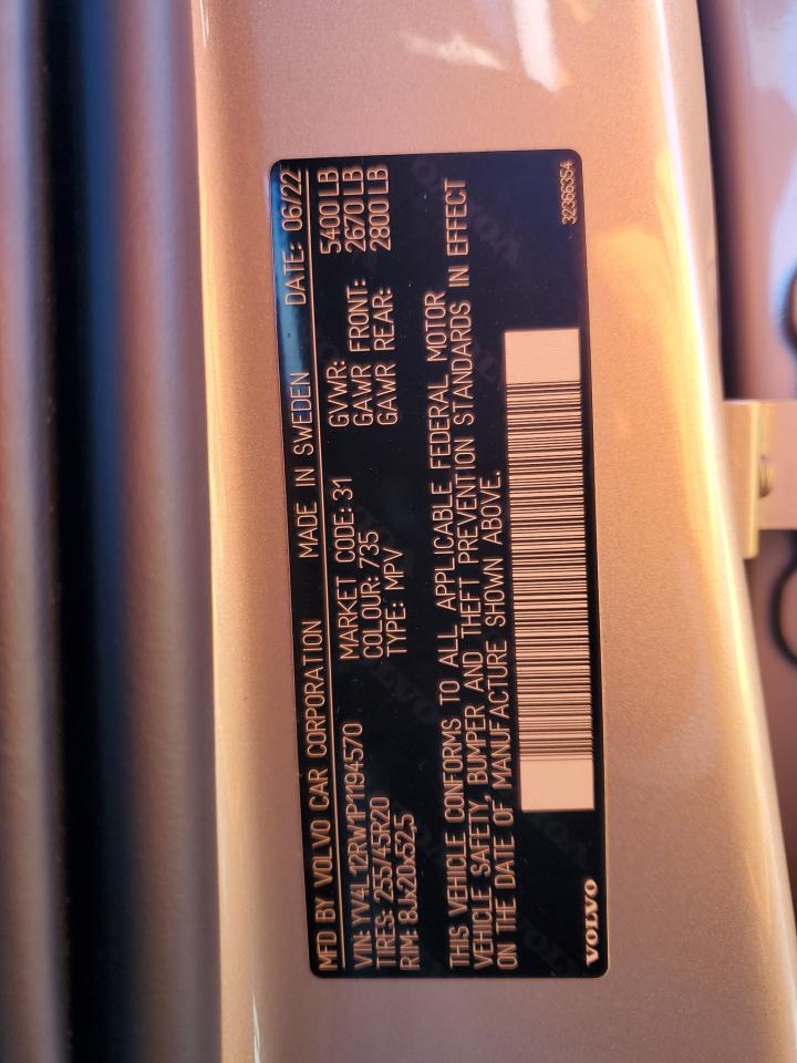 2023 VOLVO XC60 PLUS VIN:YV4L12RW1P1194570