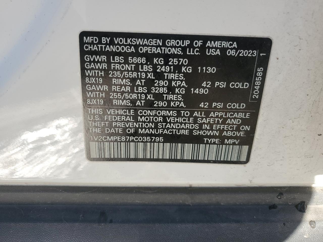 2023 VOLKSWAGEN ID.4 PRO VIN:1V2CMPE87PC035795