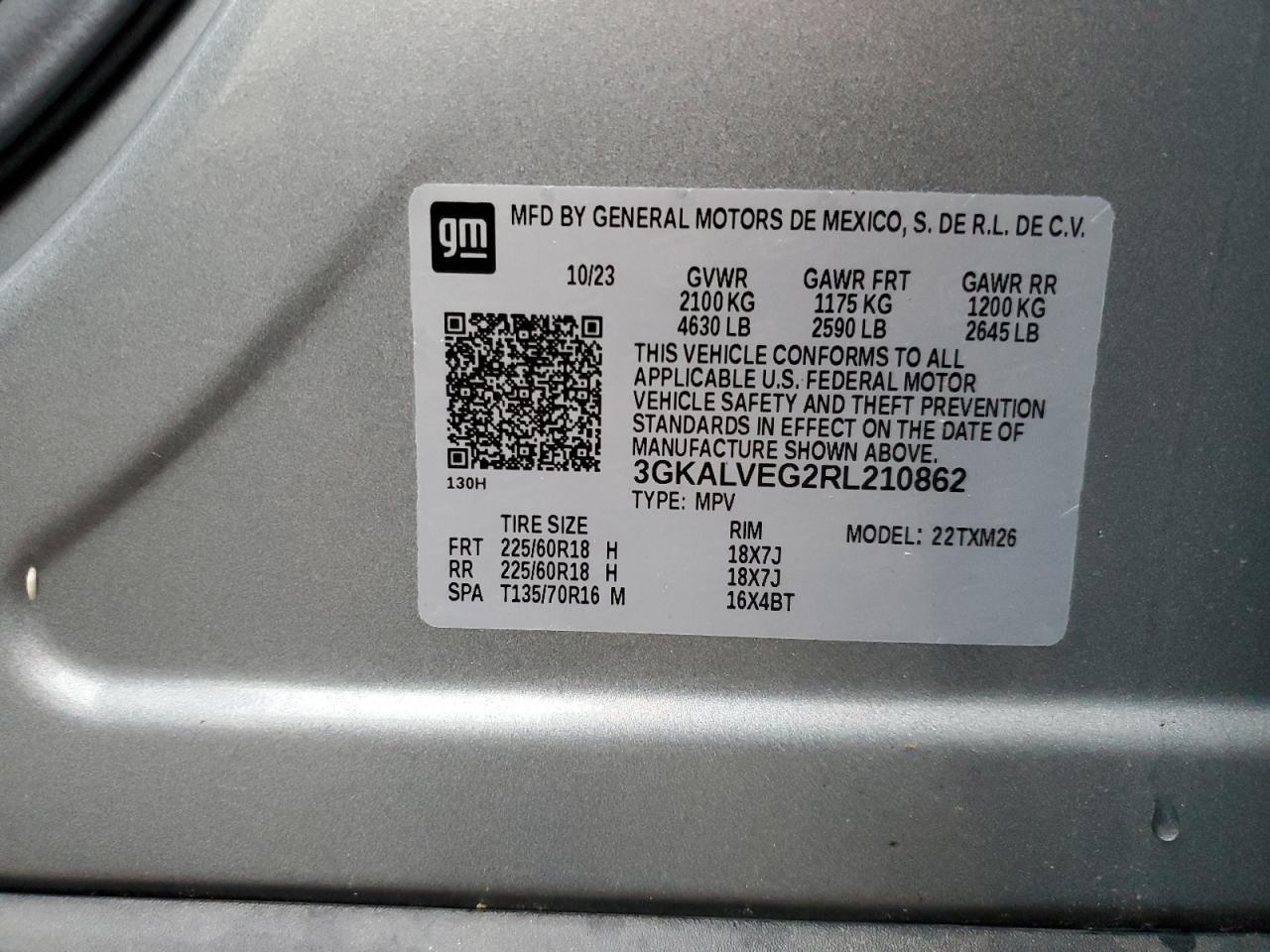 2024 GMC TERRAIN SLT VIN:3GKALVEG2RL210862