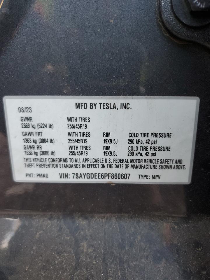 2023 TESLA MODEL Y  VIN:7SAYGDEE6PF860607