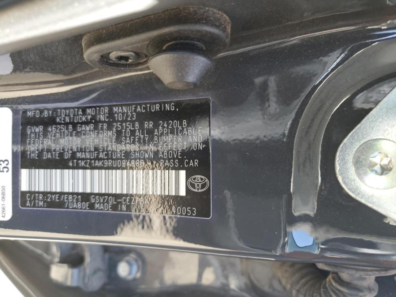 2024 TOYOTA CAMRY TRD VIN:4T1KZ1AK9RU094885