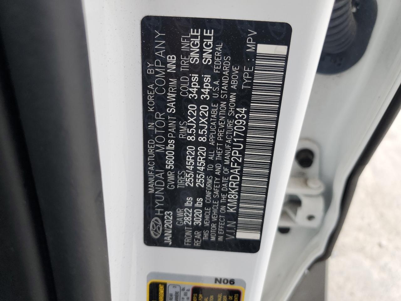 2023 HYUNDAI IONIQ 5 LIMITED VIN:KM8KRDAF2PU170934