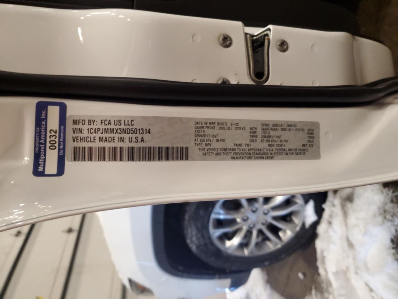 2022 JEEP CHEROKEE LATITUDE LUX VIN:1C4PJMMX3ND501314