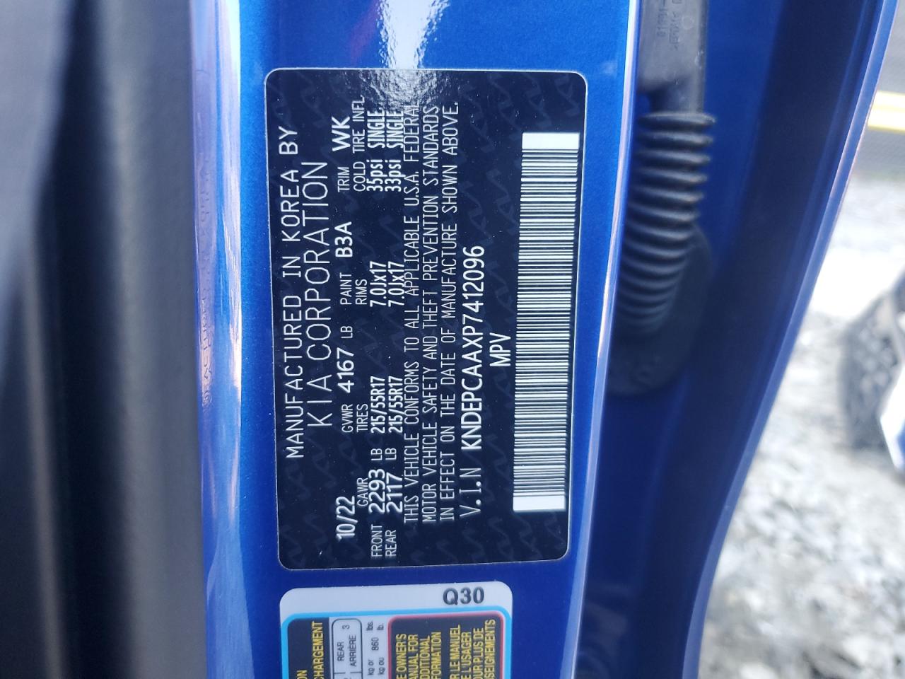 2023 KIA SELTOS LX VIN:KNDEPCAAXP7412096