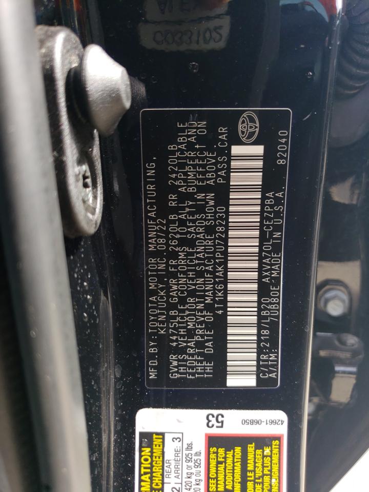 2023 TOYOTA CAMRY XSE VIN:4T1K61AK1PU728230