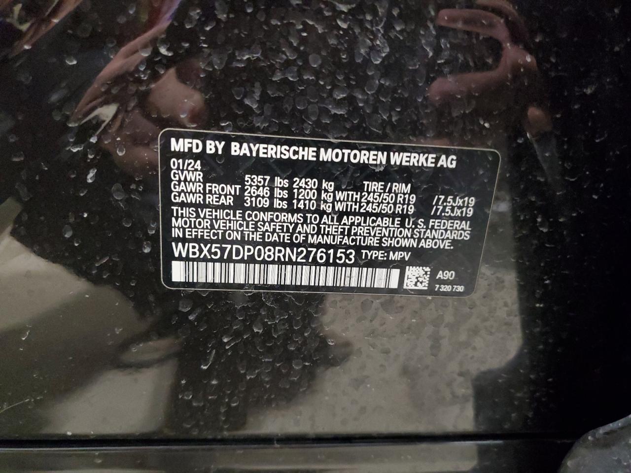 2024 BMW X3 XDRIVE30I VIN:1GCEC14X45Z100499