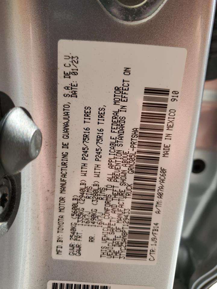 2023 TOYOTA TACOMA DOUBLE CAB VIN:3TYCZ5AN8PT129433