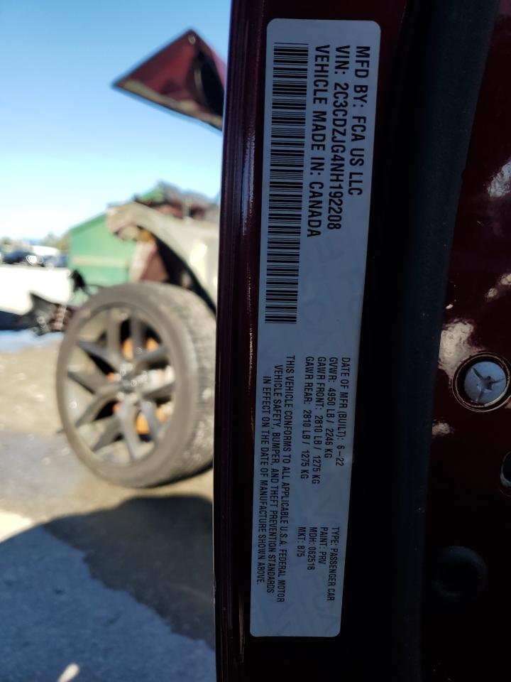 2022 DODGE CHALLENGER GT VIN:2C3CDZJG4NH192208