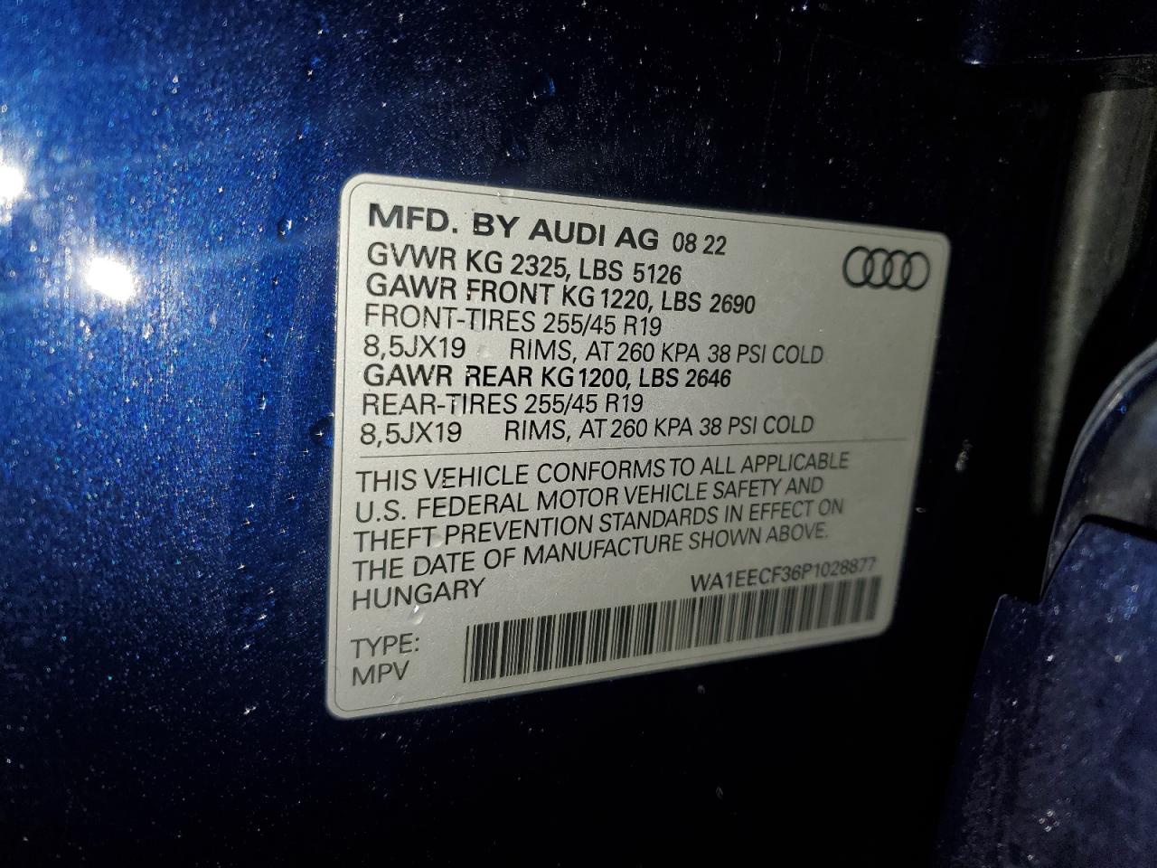 2023 AUDI Q3 PREMIUM PLUS S LINE 45 VIN:WA1EECF36P1028877