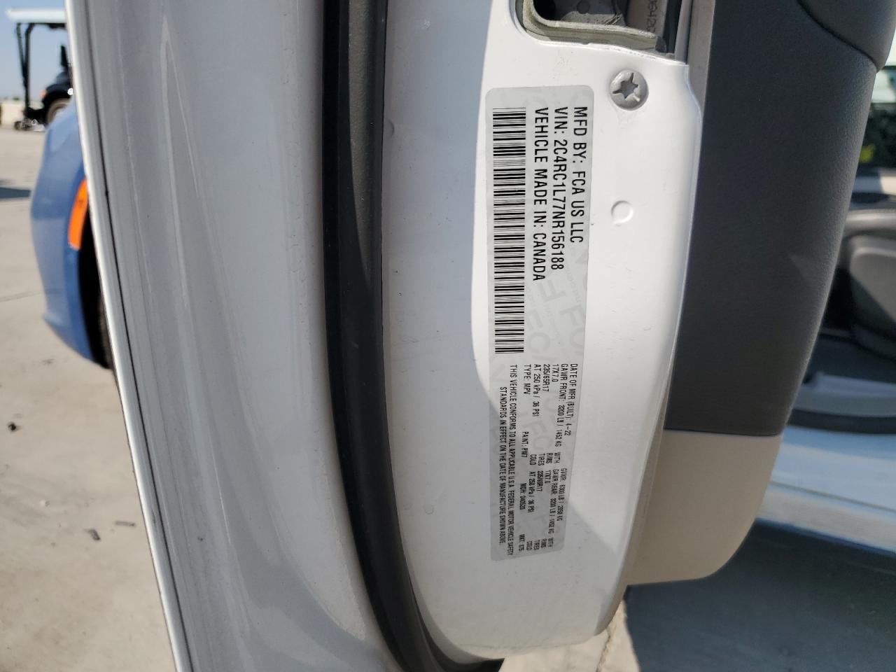 2022 CHRYSLER PACIFICA HYBRID TOURING L VIN:2C4RC1L77NR156188