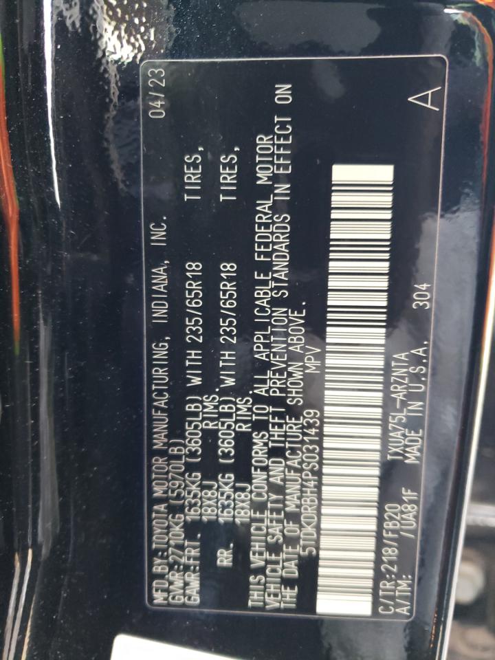 2023 TOYOTA HIGHLANDER L VIN:5TDKDRBH4PS031439
