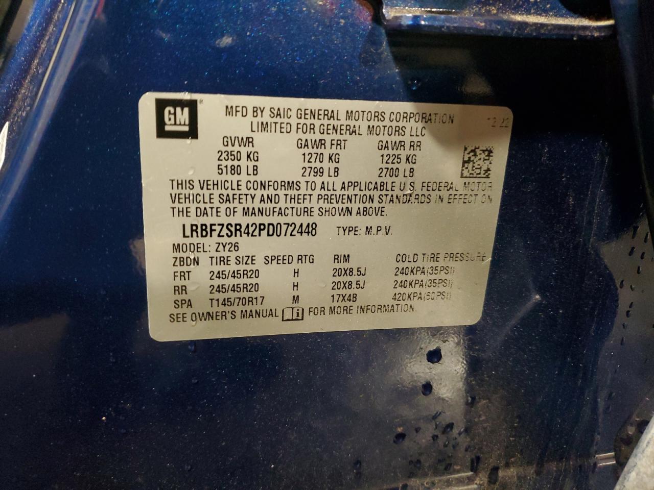 2023 BUICK ENVISION AVENIR VIN:LRBFZSR42PD072448